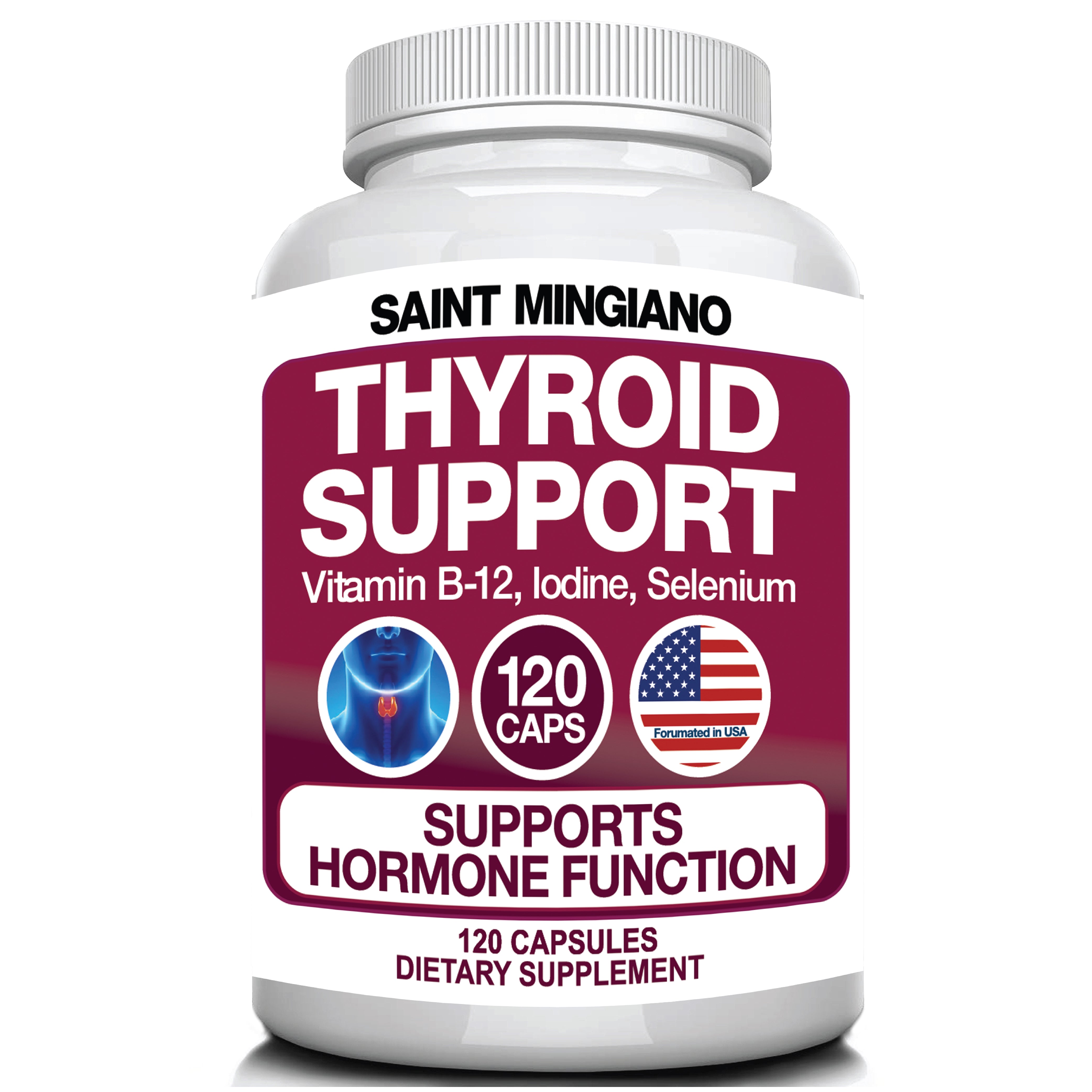 Thyroid Support Supplement with Iodine 120 Capsules Energy Boost